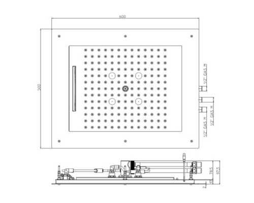 Bossini Frame Multifunctions Верхний душ 60x50см., 3 режима, потолочный, цвет: хром. HI0930.030