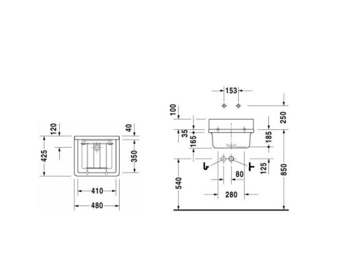Duravit Starck III Раковина 48х42.5 см, без отв., без перелива, цвет: белый . 0313480000