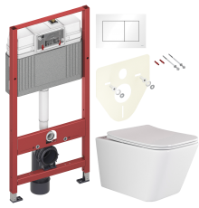 Комплект Унитаз подвесной Ceramicanova Metric Rimless CN3007 с микролифтом, безободковый + Инсталляция TECE Base 9400413 4 в 1 с кнопкой смыва