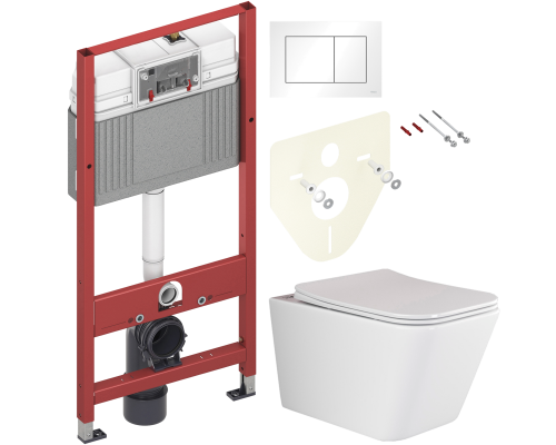 Комплект Унитаз подвесной Ceramicanova Metric Rimless CN3007 с микролифтом, безободковый + Инсталляция TECE Base 9400413 4 в 1 с кнопкой смыва Комплект Унитаз подвесной Ceramicanova Metric Rimless CN3007 с микролифтом, безободковый + Инсталляция TECE Base 9400413 4 в 1 с кнопкой смыва