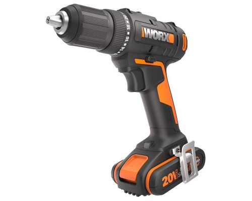 Дрель-шуруповерт аккумуляторная WORX WX108, 45Нм, 20В, 2Ач x2, ЗУ 2А, кейс