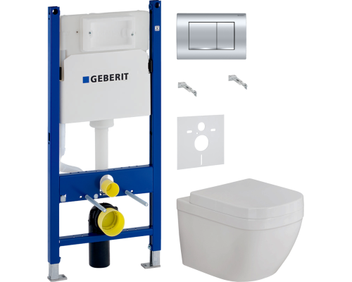 Комплект Унитаз подвесной Grohe Euro Ceramic 39328000 + Крышка 39330001 с микролифтом + Инсталляция Geberit Duofix Delta 458.163.21.1 с кнопкой смыва, хром + Шумоизоляция 156.050.00.1