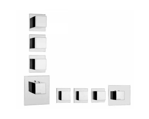 Bossini Cube Термостат для душа, встраиваемый, с девиаторм/запорным вентилем на 3 - 6 выходов, уст-ка верт/гор., цвет: хром. Z030202000,  Z032205.030