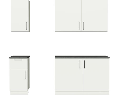 Кухонный гарнитур Domaci Болонья 220 см, фасад белый, ручка черная, столешница луна KUH-708324