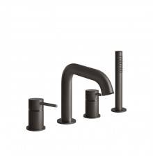 Gessi 316 Смеситель для ванны на 4 отв., с переключателем, изливом и шлангом 1,50 м, цвет: brushed black metal pvd. 54037#707