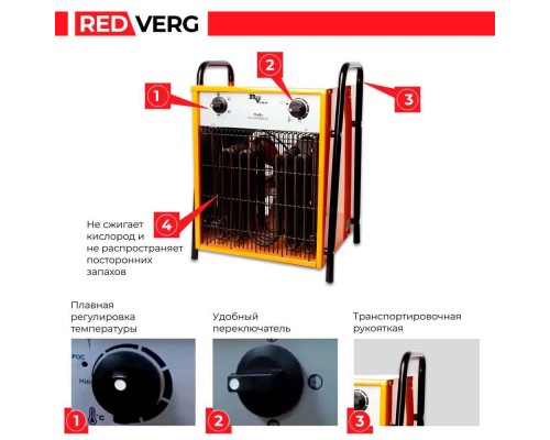 Воздухонагреватель электрический REDVERG RD-EHS15/380 Воздухонагреватель электрический REDVERG RD-EHS15/380