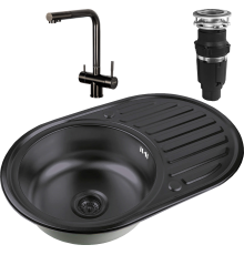 Комплект Мойка кухонная Zorg Inox PVD SZR 7750  GRAFIT графит + Смеситель Inox SZR-7039 GRAFIT графит + Измельчитель Bone Crusher BC 610-AS