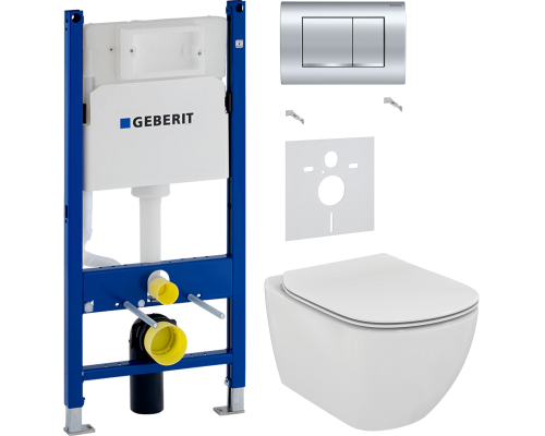 Комплект Унитаз подвесной Ideal Standard Tesi T354601 с микролифтом + Шумоизоляция Geberit 156.050.00.1 + Инсталляция Duofix Delta 458.163.21.1 с кнопкой смыва, хром Комплект Унитаз подвесной Ideal Standard Tesi T354601 с микролифтом + Шумоизоляция Geberit 156.050.00.1 + Инсталляция Duofix Delta 458.163.21.1 с кнопкой смыва, хром