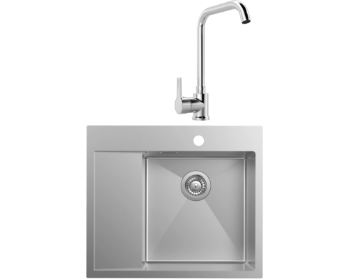 Комплект Мойка кухонная IDDIS Haze HAZ59SRi77 R, сатин + Смеситель MEGA Ege MG-PL10 хром