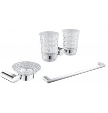 Стакан Rose RG17 RG1722 двойной, хром + Мыльница Rose RG17 RG1703 хром + Полотенцедержатель Rose RG1717 хром