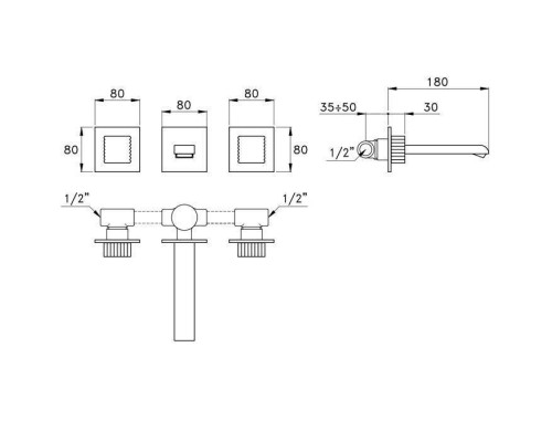 Stella Casanova Встраиваемый смеситель для раковины 3868TR, цвет: хром. CS 01005 CR00