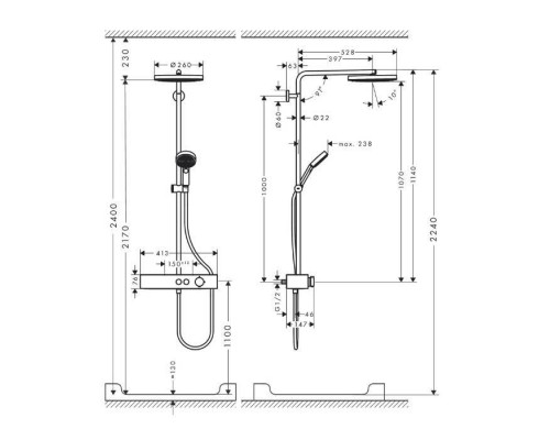Hansgrohe Pulsify S Душевая система, настенная, 1jet, цвет: хром. 24220000