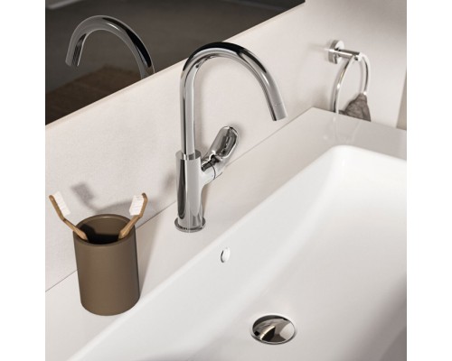 Ideal Standard Ceralife O Смеситель для раковины, на 1 отв., H21.5см., с поворотным изливом, с донным клапаном, цвет: хром. BE016AA