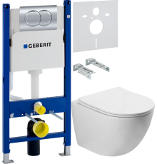 Комплект Унитаз подвесной Vincea Globo VT1-14 + Шумоизоляция Geberit 156.050.00.1 + Инсталляция Duofix Delta 458.149.21.1 с кнопкой смыва, хром
