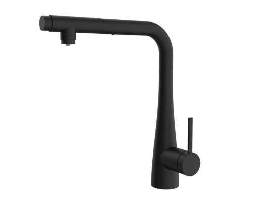 AQM9902MB Cucina Смеситель для кухни с выдвижным L-образным изливом, черный матовый AQM9902MB