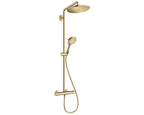 Hansgrohe Croma Select S Душевая стойка, с термостатическим смесителем, верхний душ 28см., и ручным душем, цвет: полированное золото. 26890990 Hansgrohe Croma Select S Душевая стойка, с термостатическим смесителем, верхний душ 28см., и ручным душем, цвет: полированное золото. 26890990
