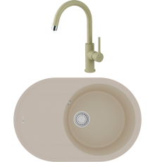 Комплект Мойка кухонная Lemark Lacha 760 9910056 бежевая + Смеситель Comfort LM3073PBG бежевый