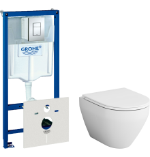 Комплект Унитаз подвесной AM.PM Spirit V2.0 с микролифтом + Инсталляция Grohe Rapid SL 38772001 3 в 1 с кнопкой смыва + Шумоизоляция 37131000