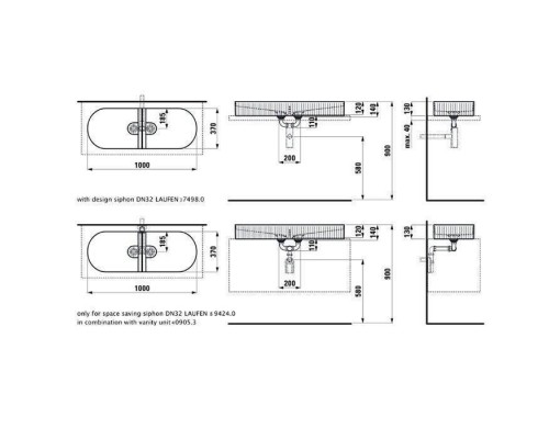 Laufen Sonar Раковина 100x37х13 см, без отв., двойная, без перелива,с наружным декором, цвет: белый. 8.1234.9.000.112.1 Laufen Sonar Раковина 100x37х13 см, без отв., двойная, без перелива,с наружным декором, цвет: белый. 8.1234.9.000.112.1