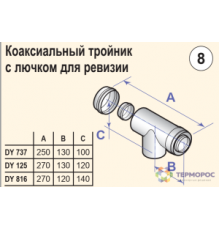 Дымоходы моно Тройник с лючком для ревизии, ф60/100 мм, PPS (DY737) De Dietrich DTX 84887737