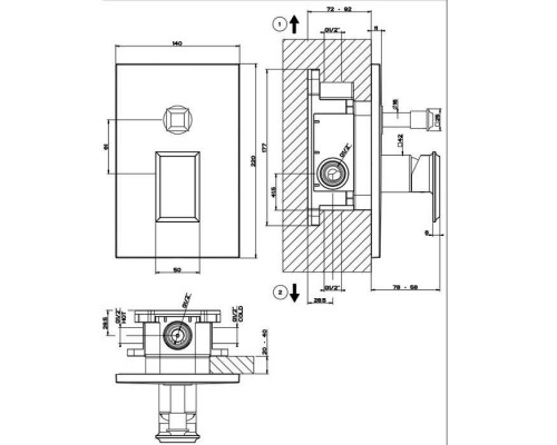 Gessi Eleganza Встраиваемый однорычажный смеситель с автоматическим переключателем ванна/душ, внешняя часть, цвет: черный металлик. 46079#706