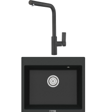 Комплект Мойка кухонная Point Бинга 60 черная + Смеситель PN3102 черный