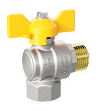 Краны шаровые Кран шаровой латунный угловой LD Pride 47.15.В-Н.У.Б GAS Ду 15 Ру 40 бабочка LD 47.252.15