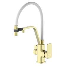 Смеситель для кухни Wonzon   Woghand WW-88458013-BG(MW) с гибким изливом, брашированное золото