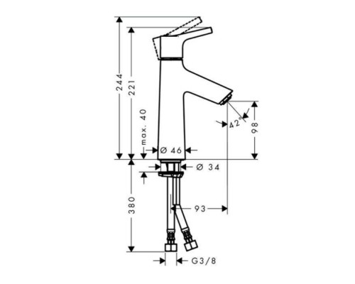 Hansgrohe Talis S, Смеситель для раковины, Без донного клапана, Цвет: хром. 72021000 Hansgrohe Talis S, Смеситель для раковины, Без донного клапана, Цвет: хром. 72021000