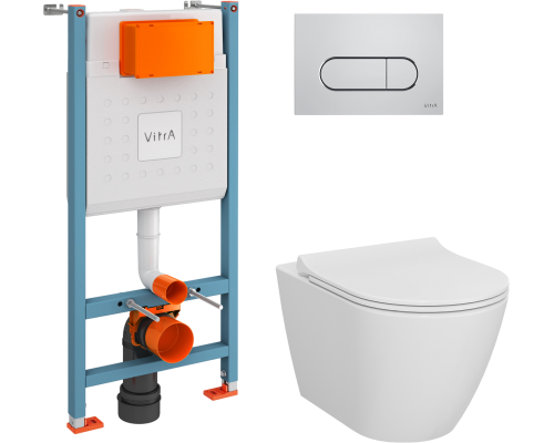 Комплект Унитаз подвесной VitrA Sanibelle белый глянцевый + Крышка с микролифтом, петли хром + Инсталляция VitrA V-Fix Core + Кнопка смыва Root Square 740-2380 хром Комплект Унитаз подвесной VitrA Sanibelle белый глянцевый + Крышка с микролифтом, петли хром + Инсталляция VitrA V-Fix Core + Кнопка смыва Root Square 740-2380 хром