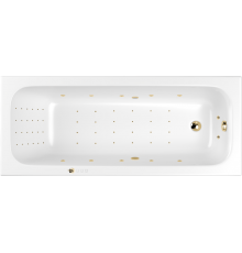 Акриловая ванна WHITECROSS Vibe 0105.180075.100.NANO.GL 180x75 см, с гидромассажем, с каркасом, со сливом-переливом, с донным клапаном, фурнитура золото
