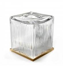 3SC Elegance Контейнер для бумажных салфеток настольный 13хh15х13 см, цвет: прозрачный хрусталь/латунь сатинированная матовая. EL71ACRLX