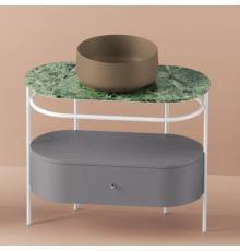 Artceram Flair 4.0 Консоль металлическая с раковиной 95x48хh75см., напольная, с выдвижным ящиком и мраморной столешницей, цвет: moka/marrone cocoa. COL001 40 00,  ACA068 05,  ACM038 52,  TFA010 93