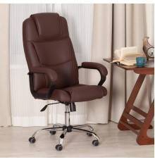 Кресло руководителя TetChair Bergamo 22, хром, кожзам коричневый 36-36