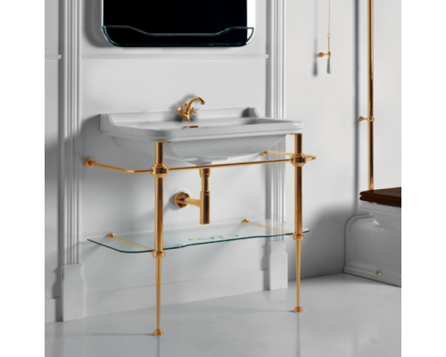Kerasan Waldorf Консоль с раковиной 100х55см, на 1 отв, напольная, цвет: консоли: oro (золото). 4142K1bi/cr*1,  9196K2oro,  811391oro