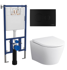 Комплект 3 в 1 Унитаз подвесной AM.PM Sense C741701SC + Инсталляция DIWO 4501 + Кнопка 7313