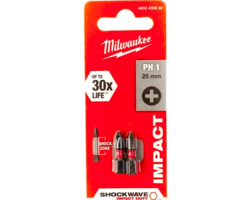 Бита Milwaukee SHOCKWAVE PH1х25 (2шт.)(850)