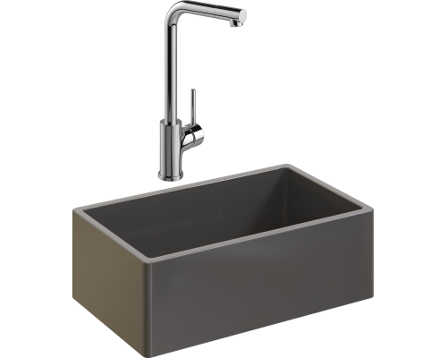 Комплект Мойка кухонная Domaci Сиена 50276-112 антрацит + Смеситель Ливорно WFD05002K