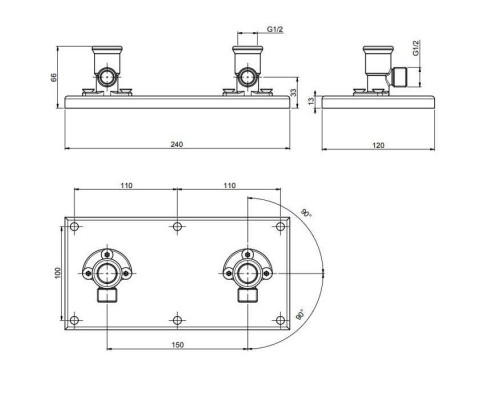 Fima Carlo Frattini Внутренняя часть напольного смесителя для ванны (F2302). F2302