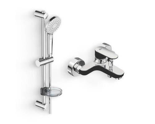 Душевой комплект Смеситель Ideal Standard Tyria BC157HS Matt Black Chrome + Гарнитур IdealRain B2620AA