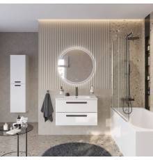 Мебель для ванной комнаты Cezares Eco Cer-N 80, bianco opaco, раковина Duet 80, ручки матовые черные