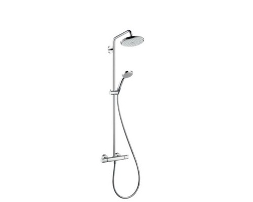 Hansgrohe Croma 220 Showerpipe Душевая стойка. состоит из: верхний душ, ручной душ, термостат для душа, штанга для душа, держатель для душа, цвет: хром. 27185000 Hansgrohe Croma 220 Showerpipe Душевая стойка. состоит из: верхний душ, ручной душ, термостат для душа, штанга для душа, держатель для душа, цвет: хром. 27185000