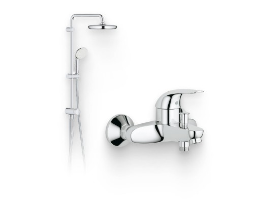 Душевой комплект Смеситель Grohe Euroeco 32743000 + Стойка New Tempesta System 26381001