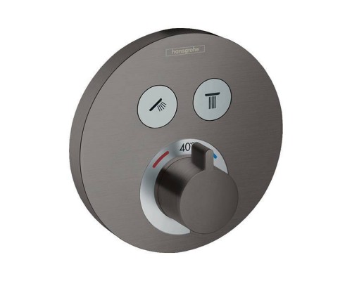 Hansgrohe ShowerSelect S Смеситель для душа, встраиваемый, термостатический, цвет: шлифованный черный хром. 15743340 Hansgrohe ShowerSelect S Смеситель для душа, встраиваемый, термостатический, цвет: шлифованный черный хром. 15743340