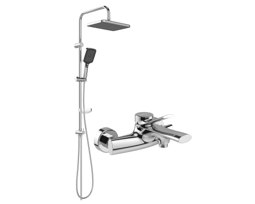 Душевой комплект Смеситель STWORKI Ларвик S24100CR хром + Стойка Вестерос S26180CR