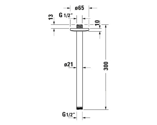 Duravit Shower Кронштейн для верхнего душа 30см., потолочный, цвет: черный матовый. UV0670026046