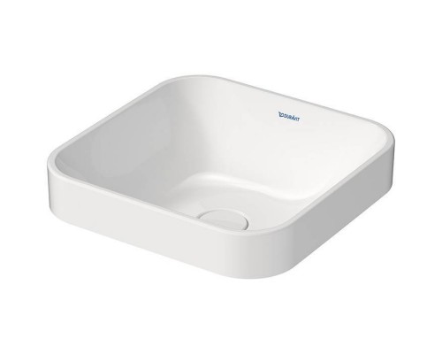 Duravit Happy D.2 Plus Раковина накладная, 40х40см, без перелива, с выпуском, с керамической крышкой, WonderGliss, цвет: белый. 23594000001