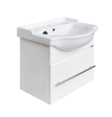 Тумба с раковиной Sanita Лидер 55 подвесная, глянцевая белая