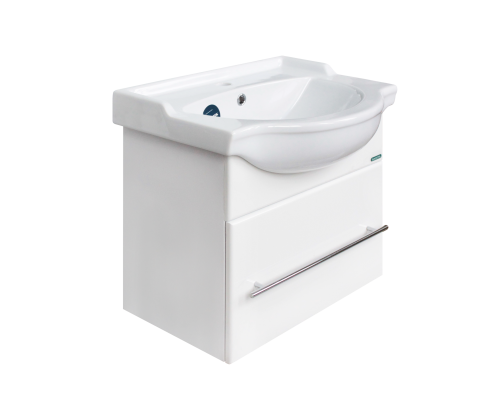 Тумба с раковиной Sanita Лидер 55 подвесная, глянцевая белая