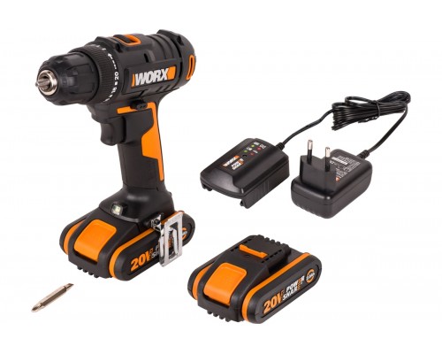 Дрель-шуруповерт аккумуляторная WORX WX100.2, 20В, 2Ач х2, ЗУ 0,4А, сумка